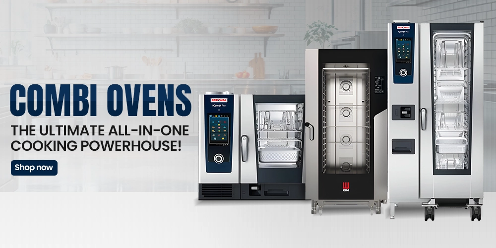 Banner showing different combi ovens designed for professional kitchens, offering versatile all-in-one cooking solutions with advanced features.